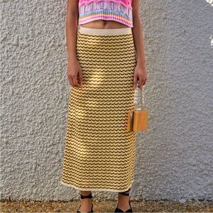 Zara Pointelle Knit metallic Maxi Skirt